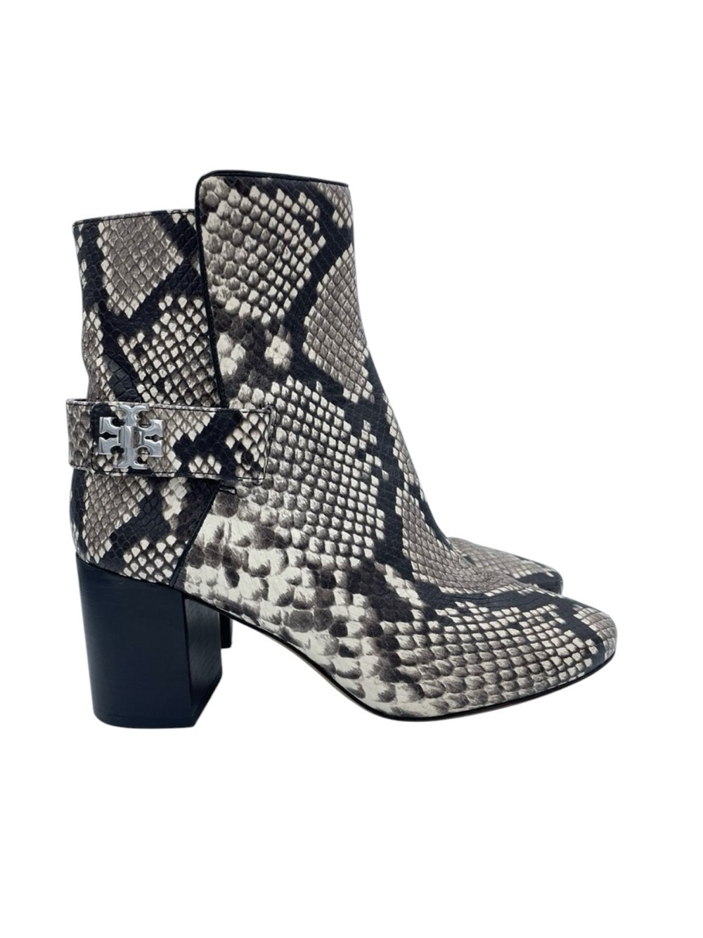 Tory Burch Kira Snakeskin Print Exotic Embossed Leather Boots 7 1/2